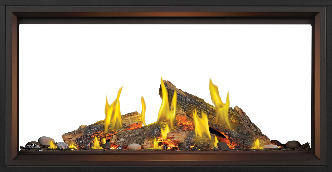 Foyer au gaz Napoleon Tall Linear Vector 50 See Through with Luminous Logs