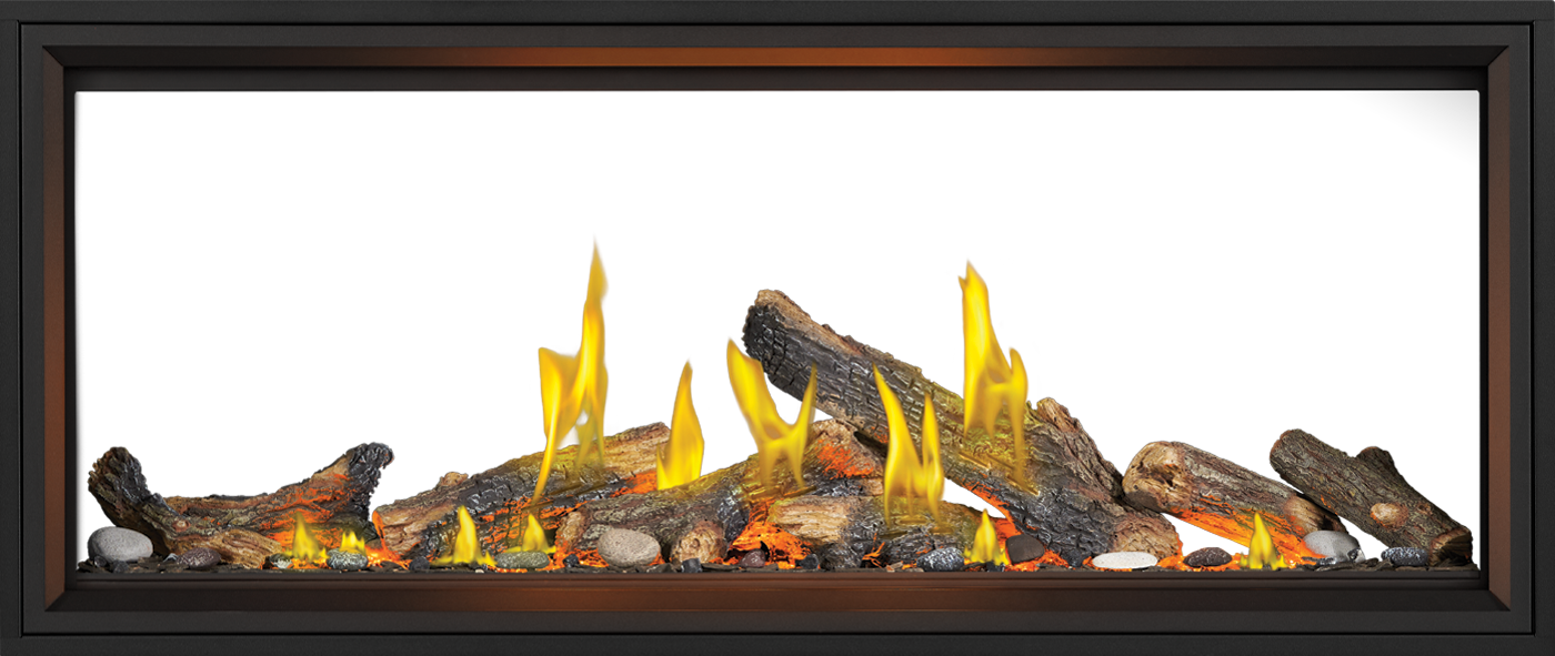 Foyer au gaz Napoleon Tall Linear Vector 62 See Through with Luminous Logs